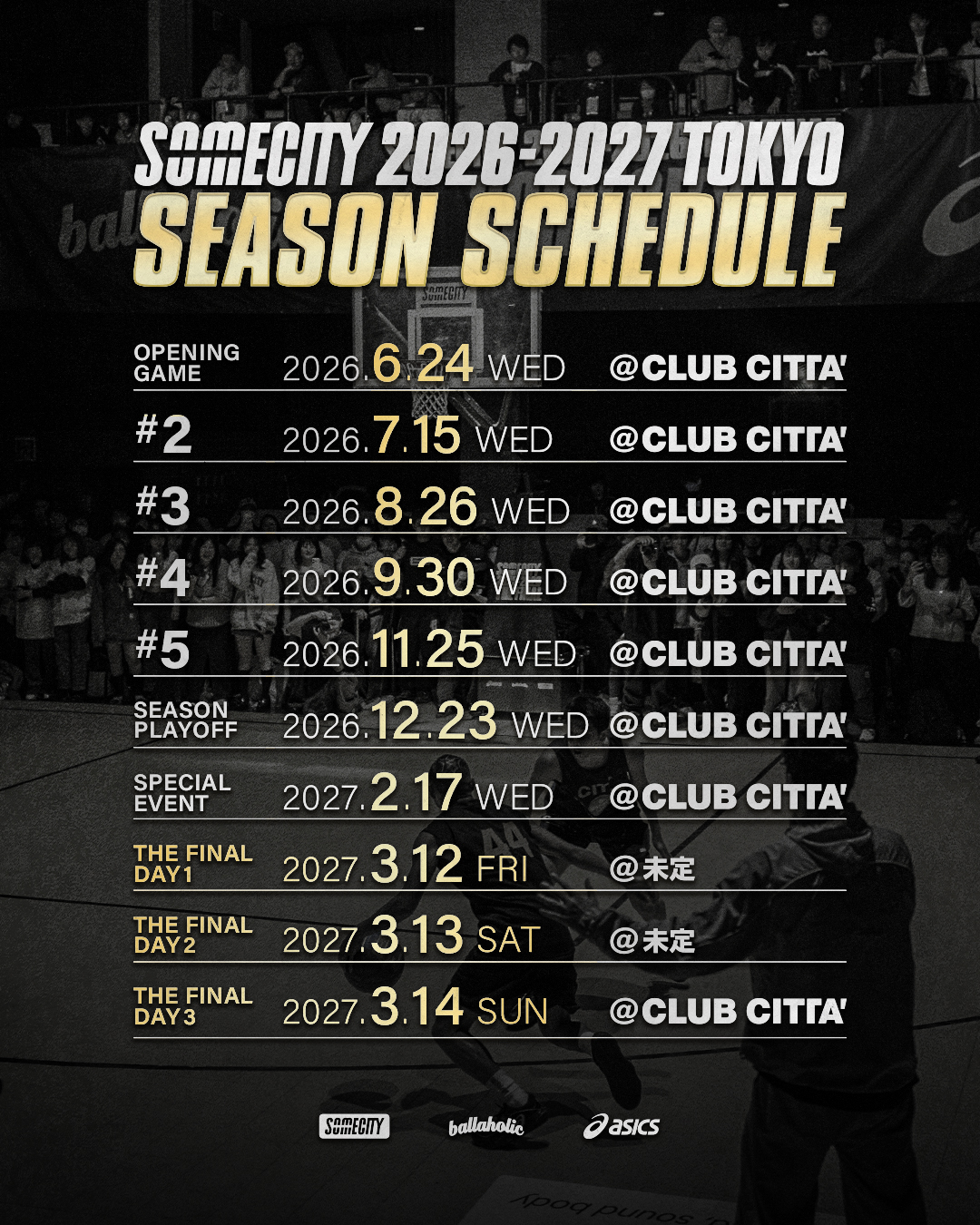 SOMECITY 2026-2027 TOKYO SEAZON SCHEDULE